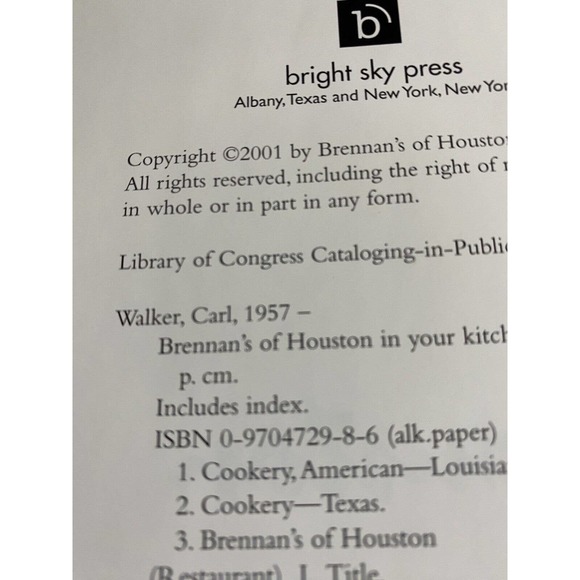 2001 Brennans of Houston in Your Kitchen Signed Carl Walker Vintage HC Cookbook - Picture 4 of 15